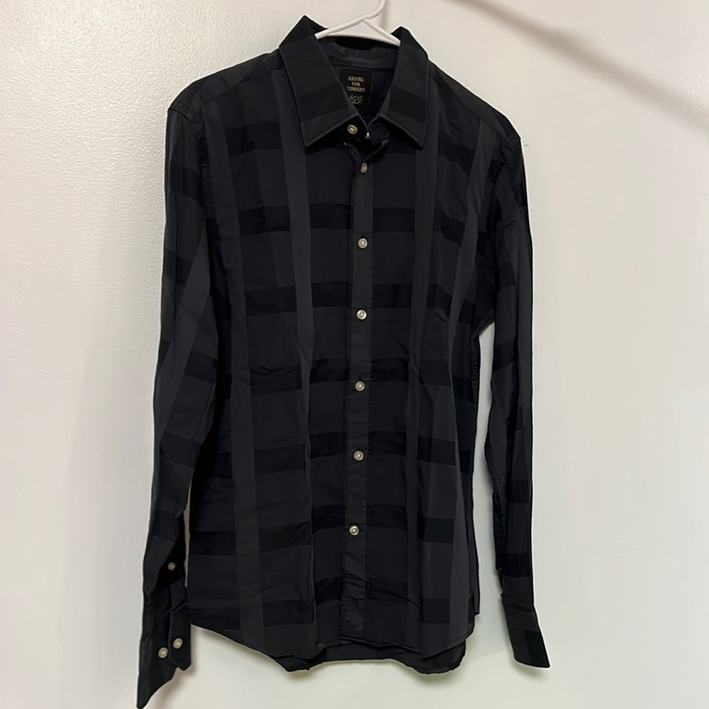 Black and Gray Plaid Shirt Large